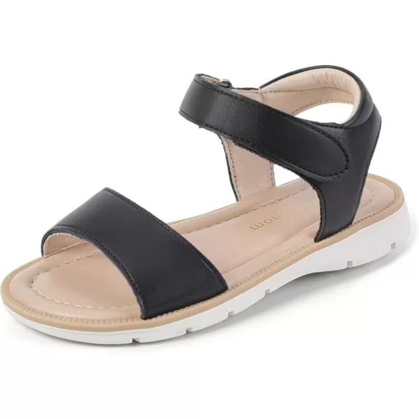 Hehainom Girls Sandals Comfortable Open Toe Flats Little Big Kids Summer ShoesBlackpu