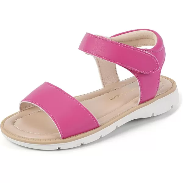 Hehainom Girls Sandals Comfortable Open Toe Flats Little Big Kids Summer ShoesHotpinkpu