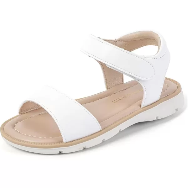 Hehainom Girls Sandals Comfortable Open Toe Flats Little Big Kids Summer ShoesWhitepu