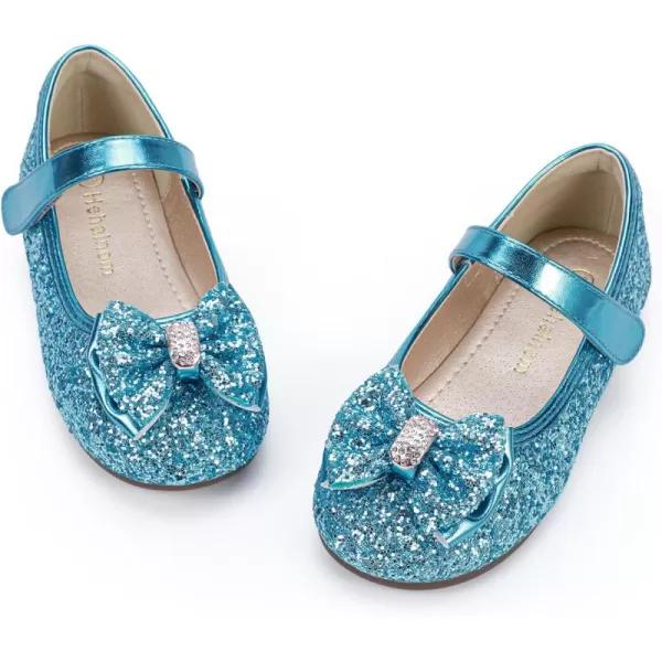 Hehainom Toddler Girls Flats Mary Jane Flower Girl Dress Shoes School Wedding Party ShoesBlue Sequin