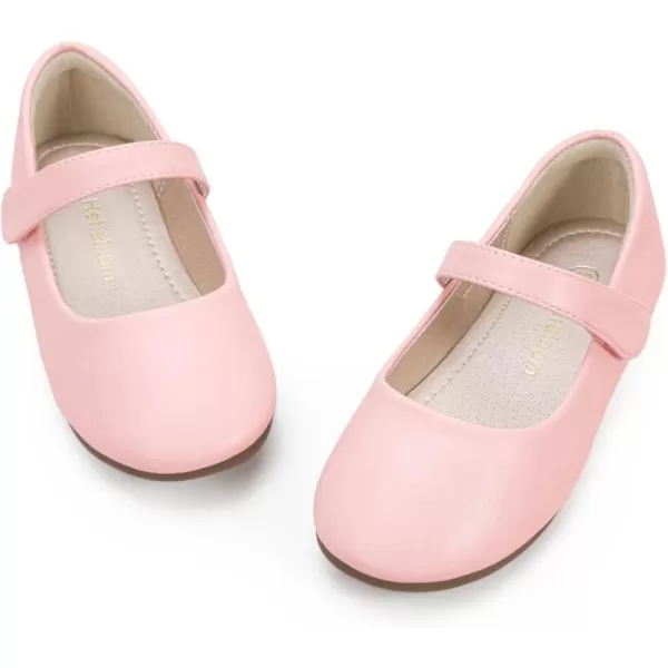 Hehainom Toddler Girls Flats Mary Jane Flower Girl Dress Shoes School Wedding Party ShoesPink Pu