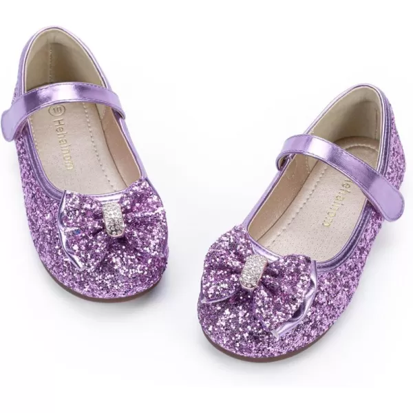 Hehainom Toddler Girls Flats Mary Jane Flower Girl Dress Shoes School Wedding Party ShoesPurple Sequin