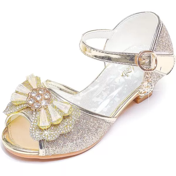 Osinnme Heeled Sandals for Girls Size 11 M Toddler Kids Wedding Princess Dress Performance Shoes Sandals 4T Little Girl02Gold 11
