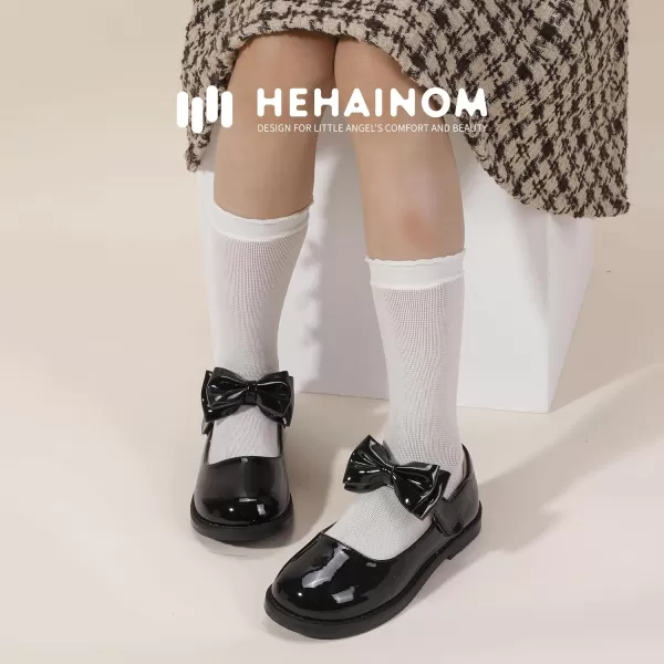 Hehainom Girls Mary Jane Shoes TStrap Dress Ballet Flats Toddler Girls Wedding Party Uniform School ShoesH Black Patent