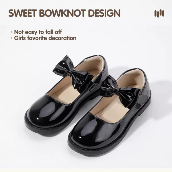 Hehainom Girls Mary Jane Shoes TStrap Dress Ballet Flats Toddler Girls Wedding Party Uniform School ShoesH Black Patent
