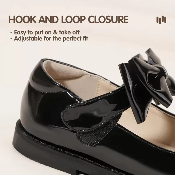 Hehainom Girls Mary Jane Shoes TStrap Dress Ballet Flats Toddler Girls Wedding Party Uniform School ShoesH Black Patent
