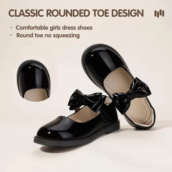 Hehainom Girls Mary Jane Shoes TStrap Dress Ballet Flats Toddler Girls Wedding Party Uniform School ShoesH Black Patent