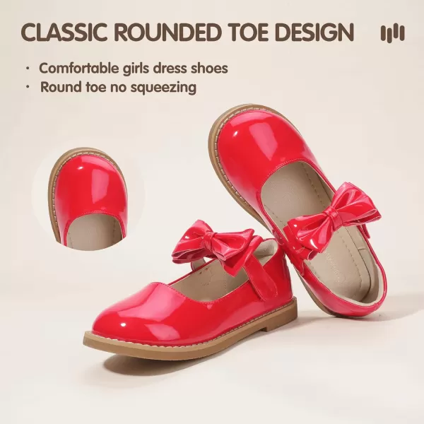 Hehainom Girls Mary Jane Shoes TStrap Dress Ballet Flats Toddler Girls Wedding Party Uniform School ShoesH Red Patent
