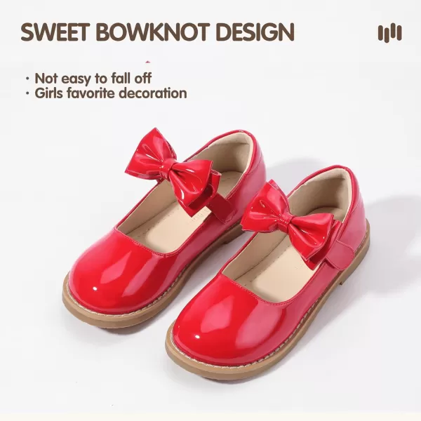 Hehainom Girls Mary Jane Shoes TStrap Dress Ballet Flats Toddler Girls Wedding Party Uniform School ShoesH Red Patent