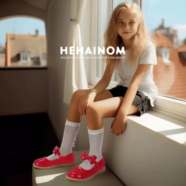 Hehainom Girls Mary Jane Shoes TStrap Dress Ballet Flats Toddler Girls Wedding Party Uniform School ShoesH Red Patent