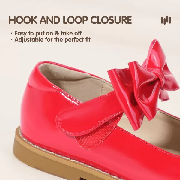 Hehainom Girls Mary Jane Shoes TStrap Dress Ballet Flats Toddler Girls Wedding Party Uniform School ShoesH Red Patent