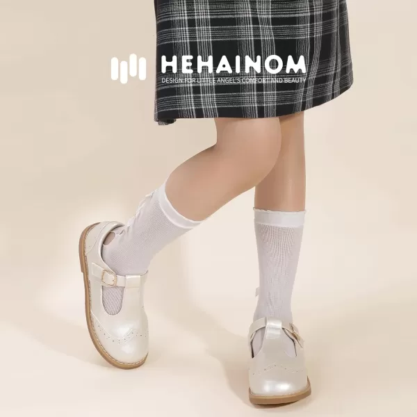 Hehainom Girls Mary Jane Shoes TStrap Dress Ballet Flats Toddler Girls Wedding Party Uniform School ShoesM Champagne Pu