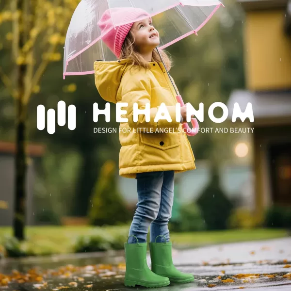 Hehainom Toddler Kids Rain Boots for Boys Girls Waterproof Easyon Handles RainbootsGreen