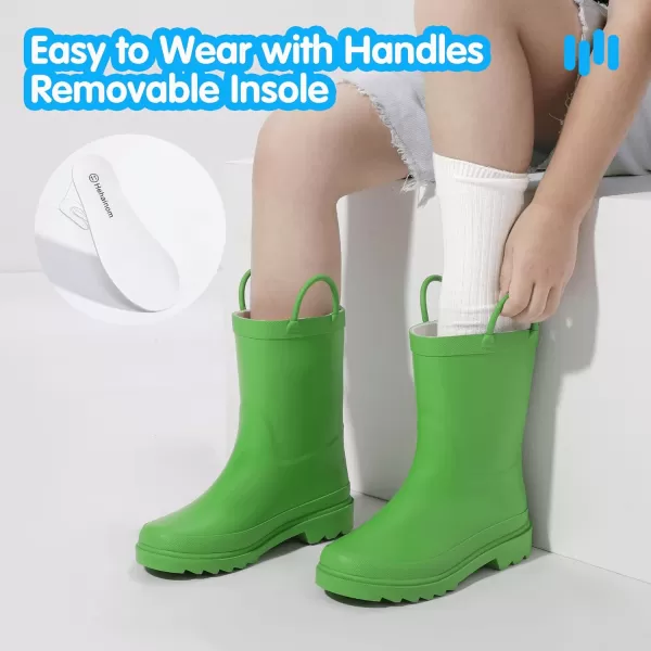 Hehainom Toddler Kids Rain Boots for Boys Girls Waterproof Easyon Handles RainbootsGreen
