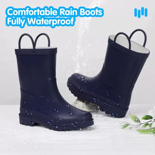 Hehainom Toddler Kids Rain Boots for Boys Girls Waterproof Easyon Handles RainbootsNavy