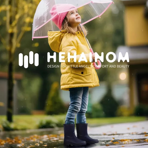 Hehainom Toddler Kids Rain Boots for Boys Girls Waterproof Easyon Handles RainbootsNavy