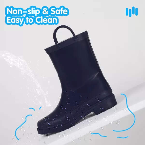 Hehainom Toddler Kids Rain Boots for Boys Girls Waterproof Easyon Handles RainbootsNavy