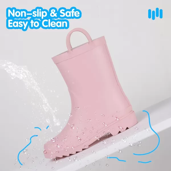 Hehainom Toddler Kids Rain Boots for Boys Girls Waterproof Easyon Handles RainbootsPink