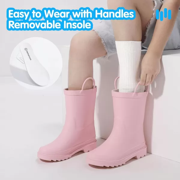 Hehainom Toddler Kids Rain Boots for Boys Girls Waterproof Easyon Handles RainbootsPink