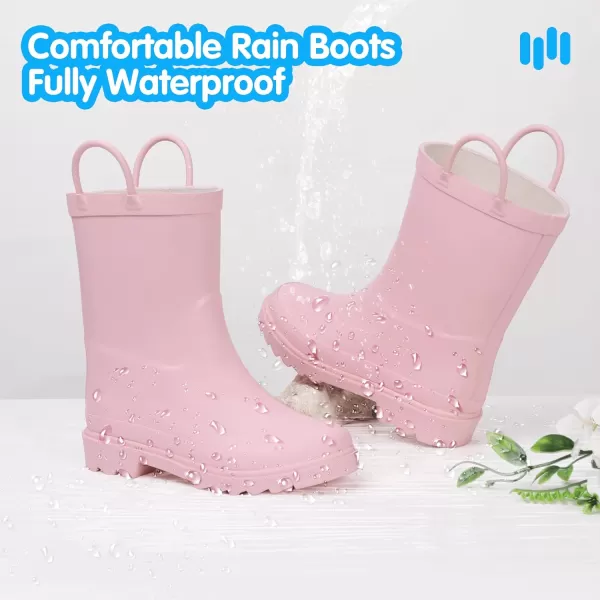 Hehainom Toddler Kids Rain Boots for Boys Girls Waterproof Easyon Handles RainbootsPink