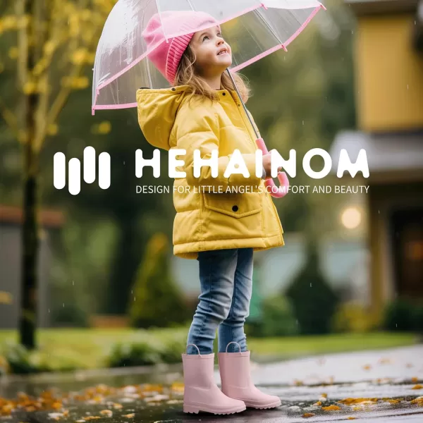 Hehainom Toddler Kids Rain Boots for Boys Girls Waterproof Easyon Handles RainbootsPink