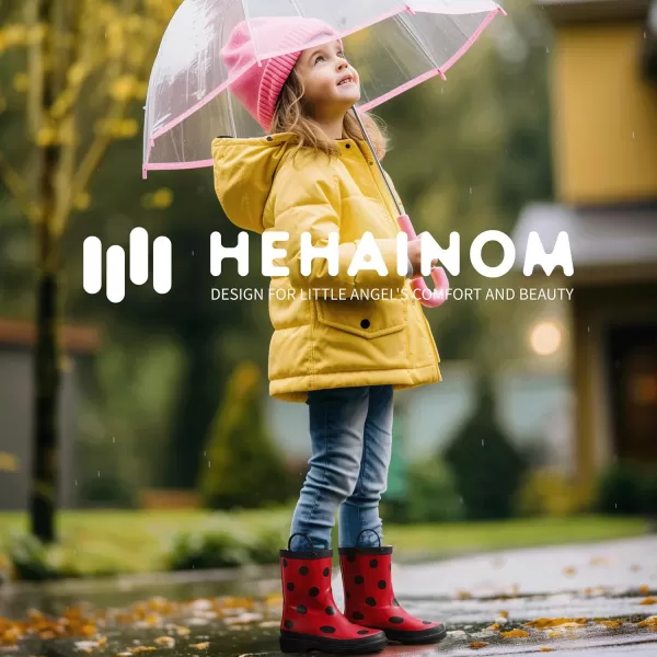 Hehainom Toddler Kids Rain Boots for Boys Girls Waterproof Easyon Handles RainbootsRed