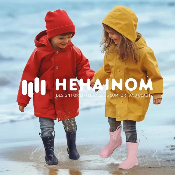 Hehainom Toddler Kids Rain Boots for Boys Girls Waterproof Easyon Handles RainbootsRed