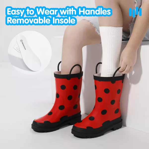 Hehainom Toddler Kids Rain Boots for Boys Girls Waterproof Easyon Handles RainbootsRed
