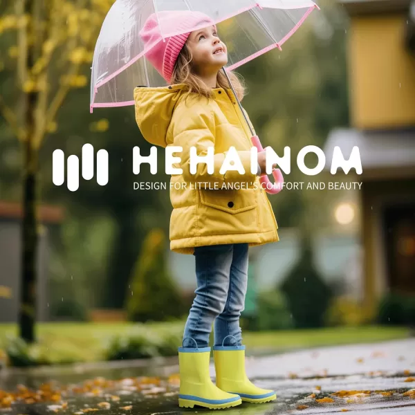 Hehainom Toddler Kids Rain Boots for Boys Girls Waterproof Easyon Handles RainbootsYellow