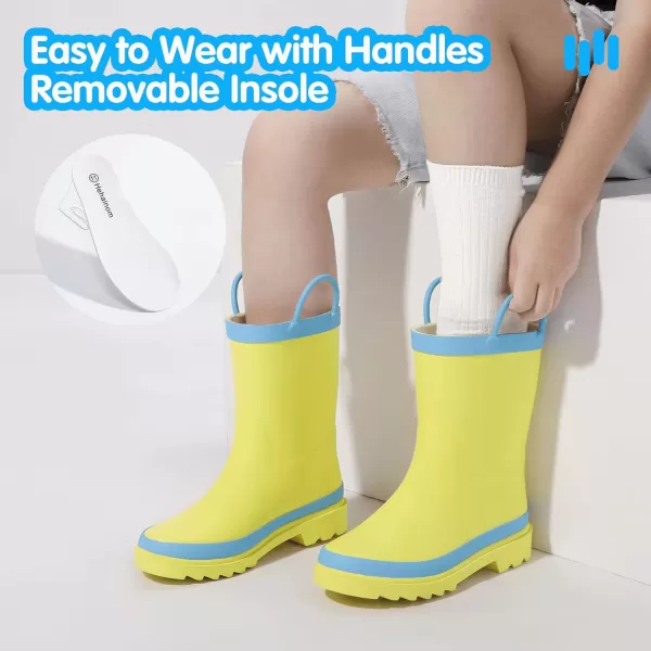 Hehainom Toddler Kids Rain Boots for Boys Girls Waterproof Easyon Handles RainbootsYellow