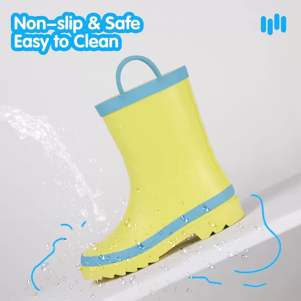 Hehainom Toddler Kids Rain Boots for Boys Girls Waterproof Easyon Handles RainbootsYellow