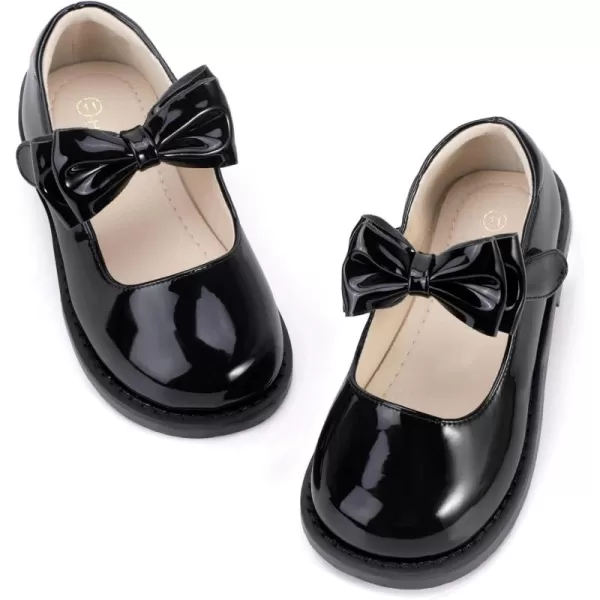 Hehainom Girls Mary Jane Shoes TStrap Dress Ballet Flats Toddler Girls Wedding Party Uniform School ShoesH Black Patent