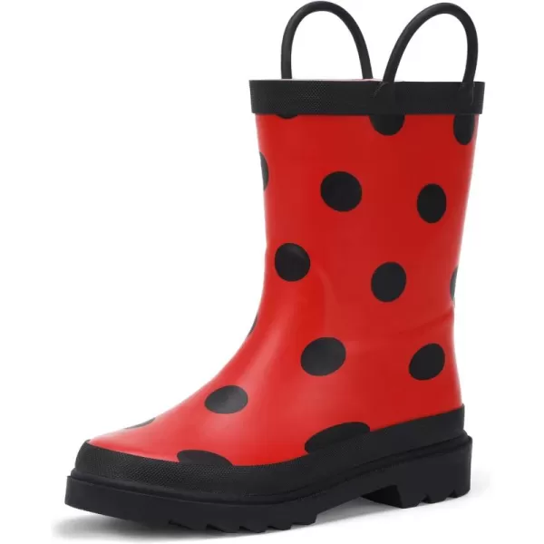 Hehainom Toddler Kids Rain Boots for Boys Girls Waterproof Easyon Handles RainbootsRed