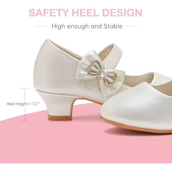 Dufannie Girls Dress Shoes Low Heel Princess Flats Mary Jane Flower Wedding Party Glitter Shoes for Kids ToddlerGenerous Pu Cham