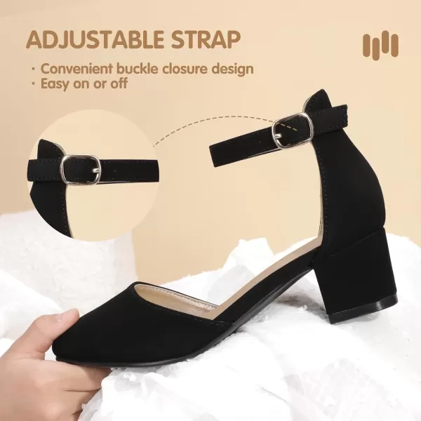 Hehainom Girls Dress Shoes High Heels Sandals Ankle Strap Flower Girl Little Big Kid Mary Jane Wedding Party Communion Mily Pump ShoesBlack Nubuck