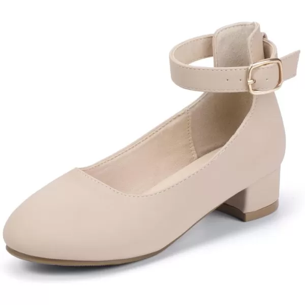 Hehainom Girls Dress Shoes Ankle Strap Flower Girl Heels for Little Big Kids Wedding Church Party ShoesNudenubuck