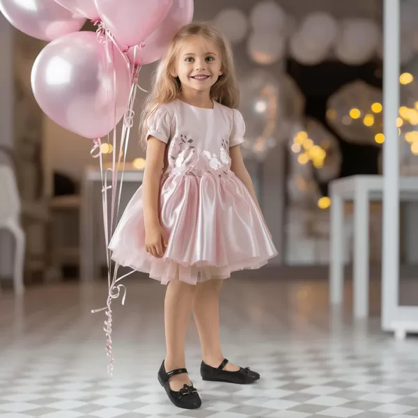 Hehainom Toddler Girls Dress Shoes Mary Jane Ballet Flats Flower Girl School Party Wedding Princess ShoesBlack