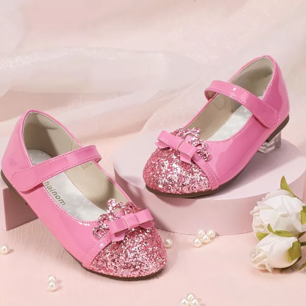 Hehainom Toddler Girls Dress Shoes Mary Jane Ballet Flats Flower Girl School Party Wedding Princess ShoesPink