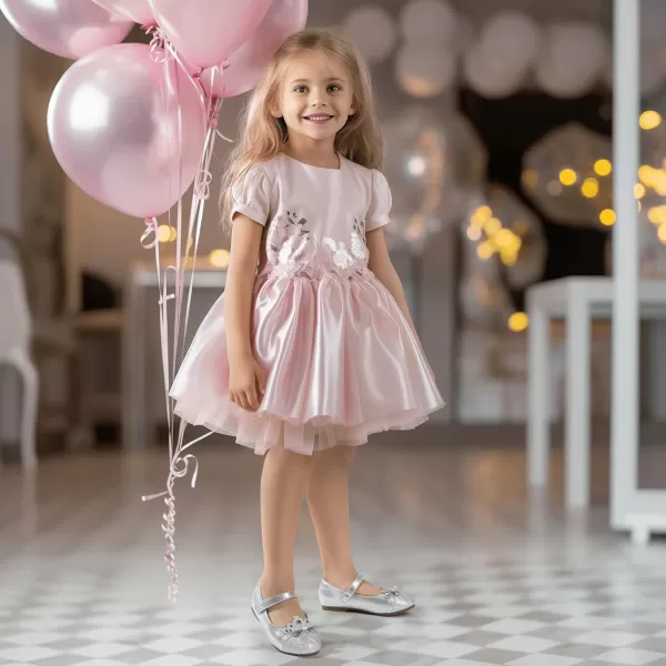 Hehainom Toddler Girls Dress Shoes Mary Jane Ballet Flats Flower Girl School Party Wedding Princess ShoesSilver