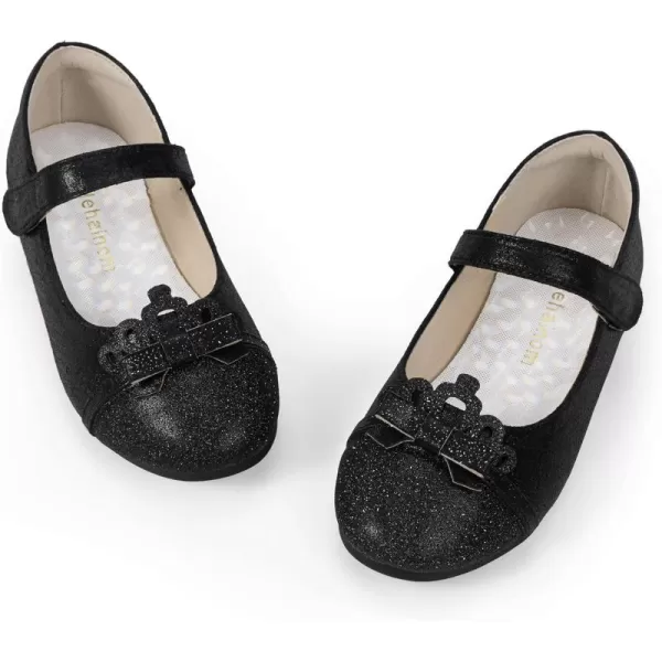 Hehainom Toddler Girls Dress Shoes Mary Jane Ballet Flats Flower Girl School Party Wedding Princess ShoesBlack