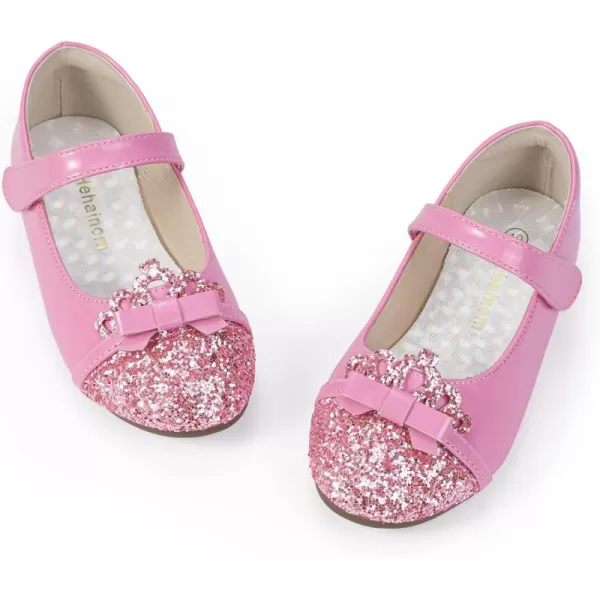 Hehainom Toddler Girls Dress Shoes Mary Jane Ballet Flats Flower Girl School Party Wedding Princess ShoesPink