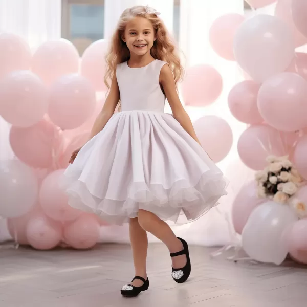 Hehainom Toddler Flower Girl Dress Shoes Rhinstones Pearls Mary Jane Ballet Flats Wedding Party Toddler Little Kid Princess ShoesBlacksuede