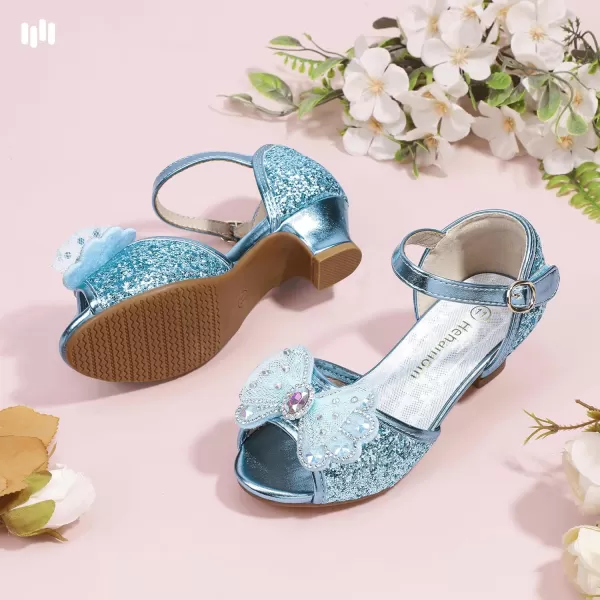 imageHehainom Toddler Dress Shoes Little Girls Heels Flower Girl Sandals Open Toe Big Kid Wedding Party ShoesBluesequin