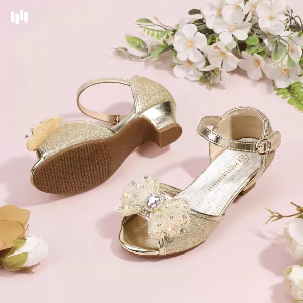 imageHehainom Toddler Dress Shoes Little Girls Heels Flower Girl Sandals Open Toe Big Kid Wedding Party ShoesGoldglitter