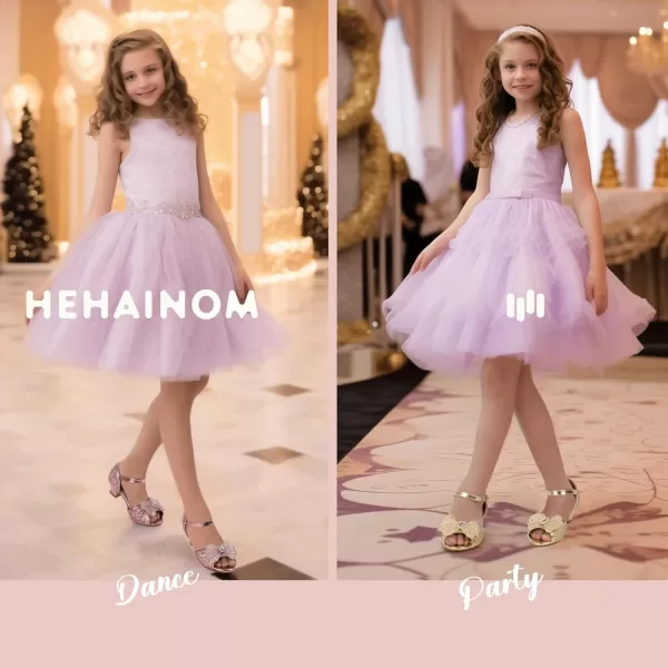 imageHehainom Toddler Dress Shoes Little Girls Heels Flower Girl Sandals Open Toe Big Kid Wedding Party ShoesPinksequin