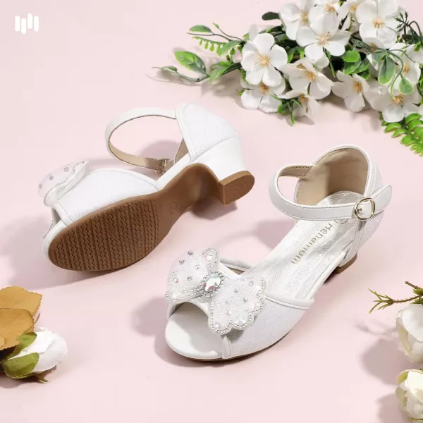 imageHehainom Toddler Dress Shoes Little Girls Heels Flower Girl Sandals Open Toe Big Kid Wedding Party ShoesWhiteglitter