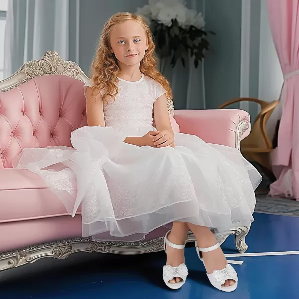 imageHehainom Toddler Dress Shoes Little Girls Heels Flower Girl Sandals Open Toe Big Kid Wedding Party ShoesWhiteglitter