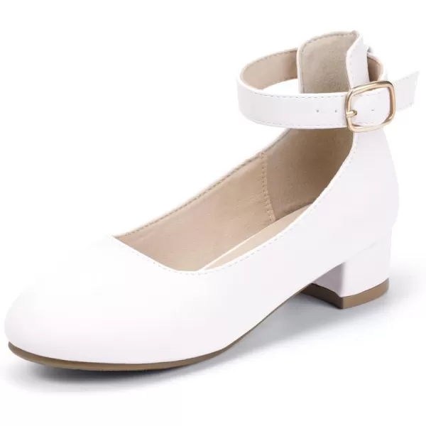 imageHehainom Girls Dress Shoes Ankle Strap Flower Girl Heels for Little Big Kids Heels Wedding Church Party ShoesWhitepu