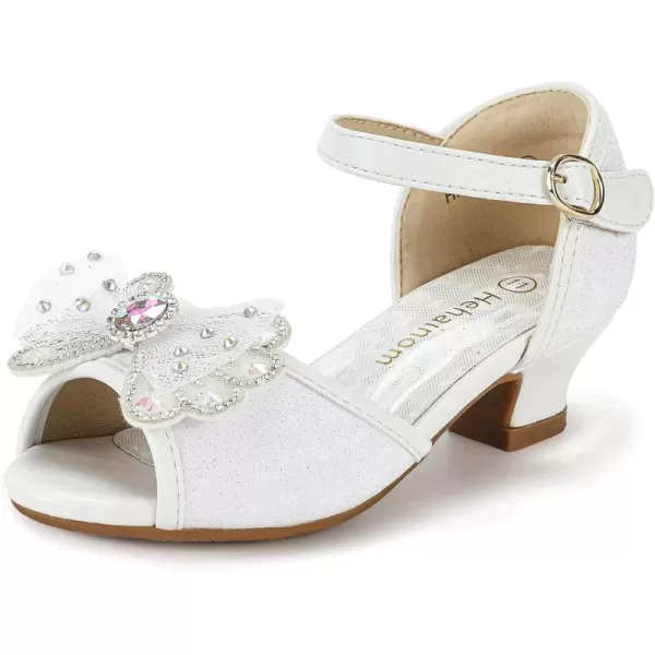 imageHehainom Toddler Dress Shoes Little Girls Heels Flower Girl Sandals Open Toe Big Kid Wedding Party ShoesWhiteglitter