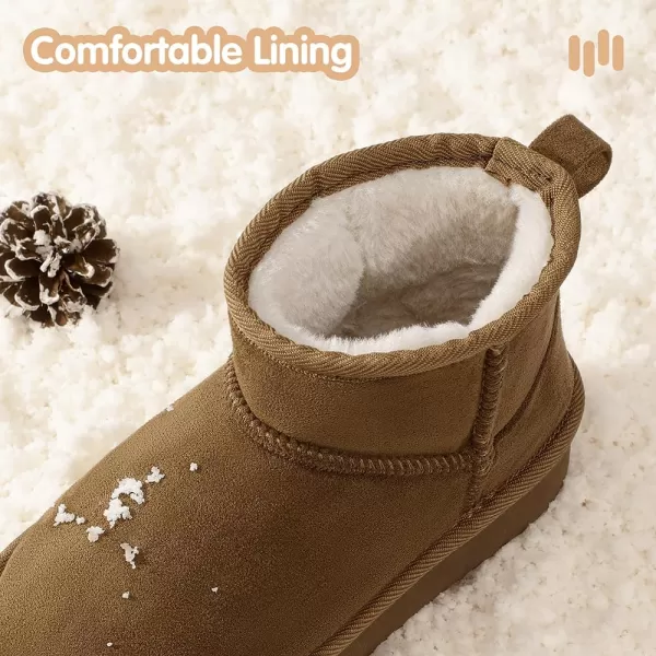 imageHehainom Girls Boys Snow Boots Faux Fur Lined Warm Shoes for Toddler Little Big Kid Winter Ankle BootsBrownsuede